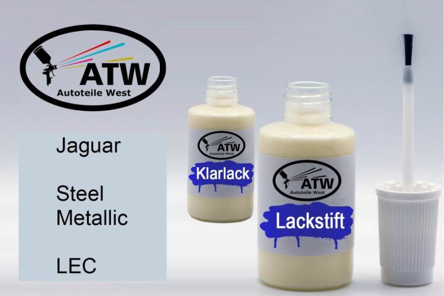 Jaguar, Steel Metallic, LEC: 20ml Lackstift + 20ml Klarlack - Set, von ATW Autoteile West.